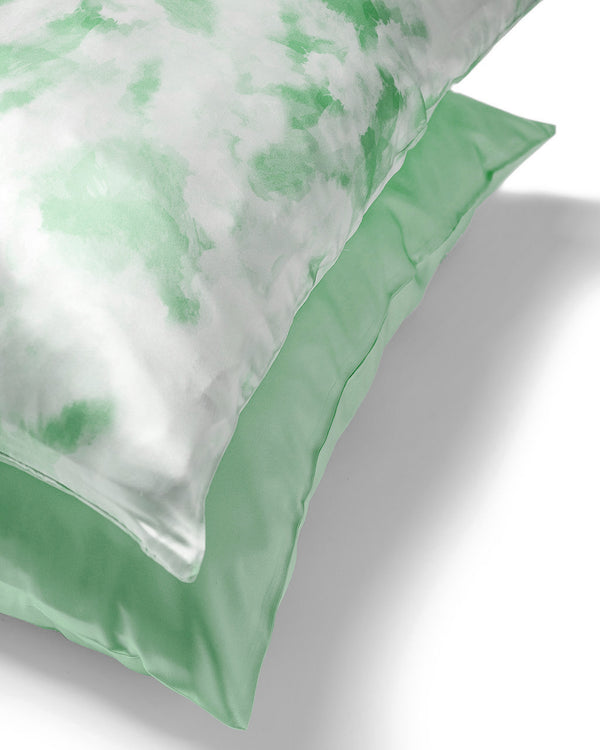 Tie Dye Mint Green Pure Mulberry Silk Pillowcase