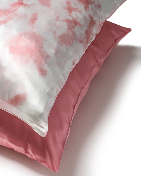 Tie Dye Bubblegum Pink Pure Mulberry Silk Pillowcase