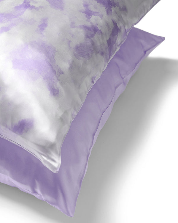 Tie Dye Lavender Pure Mulberry Silk Pillowcase
